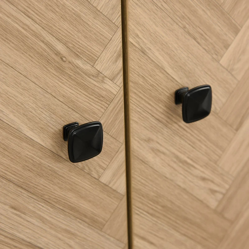 HOMCOM Cloth Wardrobe, Wood Grain Sticker Surface with Shelf, Hanging Rod and 2 Drawers 90x50x190cm