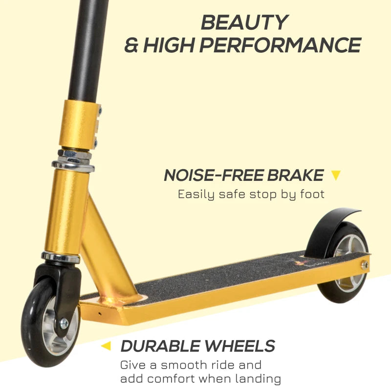 HOMCOM Stunt Scooter, Entry Level Tricks Scooter with Lightweight Aluminium Deck and ABEC 7 Bearing, for 14+ Beginners