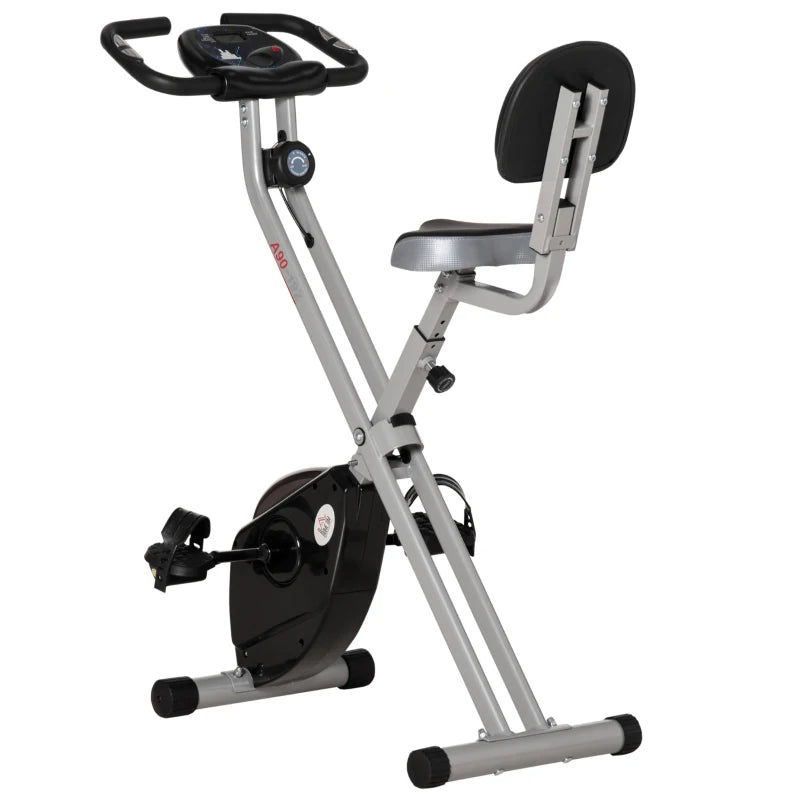 HOMCOM Exercise Bike Fitness Bicycle Indoor trainer Foldable 8-level Magnetic Resistance Adjustable w/LCD Monitor Pulse Sensor, Black