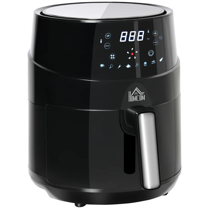 HOMCOM 1500W 4.5L Air Fryers, Air Fryers Oven with Digital Display, Rapid Air Circulation, Adjustable Temperature, Timer and Nonstick Basket, Black