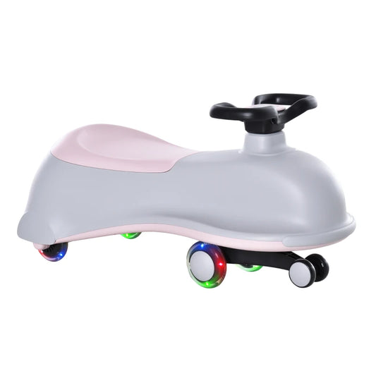 HOMCOM Toddlers Ride on Car Wiggle Car LED Flashing Wheels Dolphin Swing Car