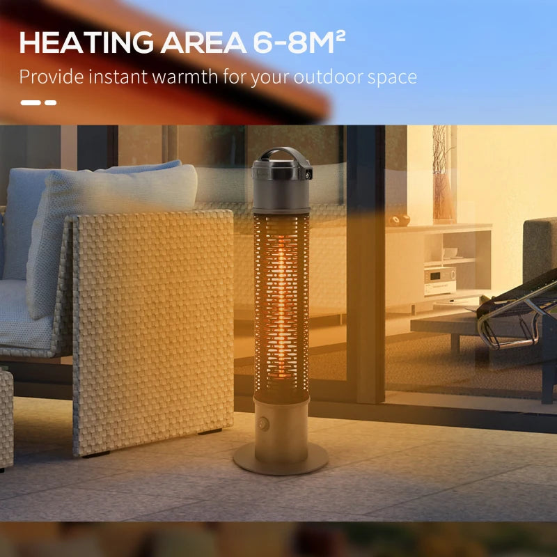 Outsunny Table Top Infrared Outdoor Electric Heater with Cool Touch Felt Mesh Cover, 1.2kW Patio Tower Heater with IP54 Rated Water Resistance, Tip Over Safety Switch, 1.8 m Power Cord