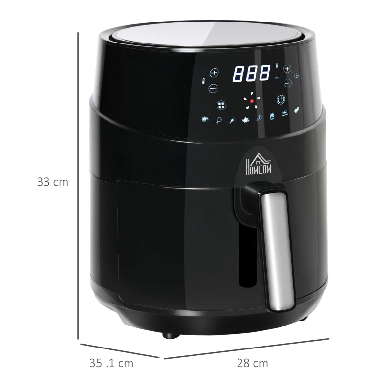 HOMCOM 1500W 4.5L Air Fryers, Air Fryers Oven with Digital Display, Rapid Air Circulation, Adjustable Temperature, Timer and Nonstick Basket, Black