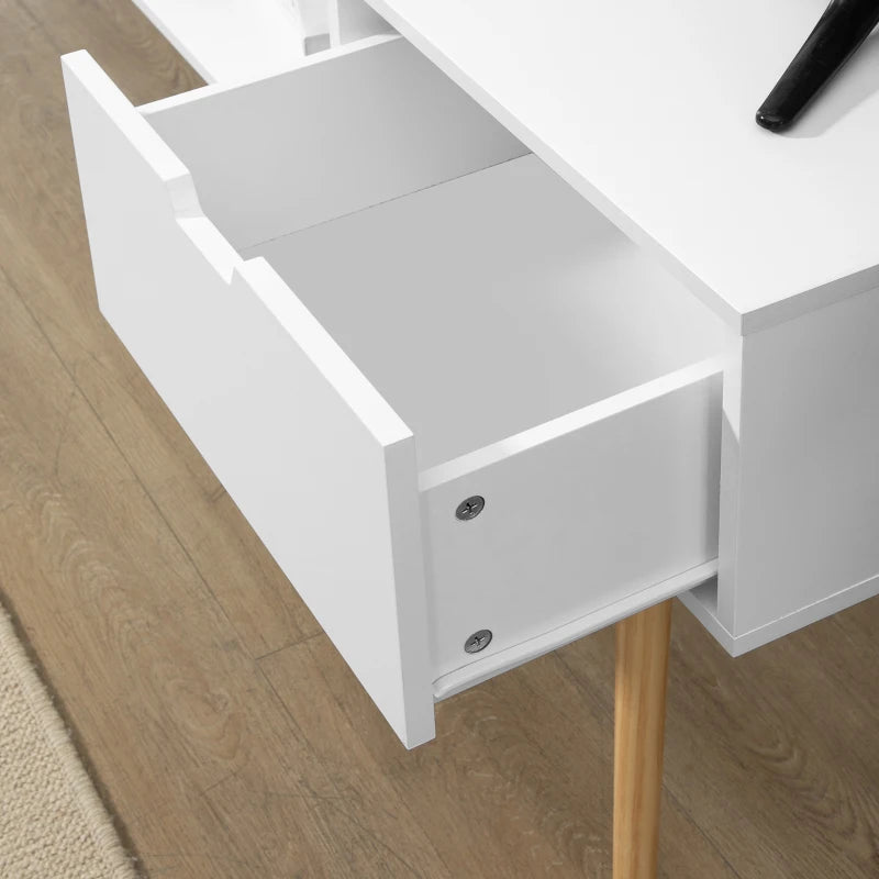 HOMCOM TV Cabinet, TV Unit for TVs up to 47", TV Table with Shelf and Drawer, Entertainment Centre with Cable Hole for Living Room, White