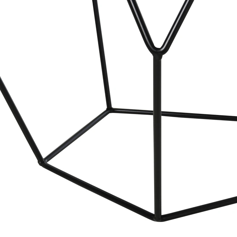 HOMCOM Black Round Coffee Table, Steel Minimalist Pentagon Shaped