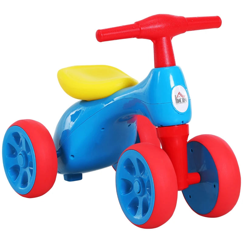 HOMCOM Baby Balance Bike Toddler for Aged 1.5-3 Years Training Walker Smooth Rubber Wheels Ride on Toy Storage Bin Blue Red