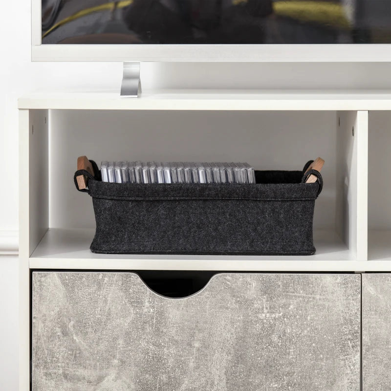 HOMCOM TV Unit for TVs up to 42", TV Stand Cabinet with 2 Open Shelves, 2 Drawers and Wooden Legs, Modern Entertainment Unit for Living Room, Grey